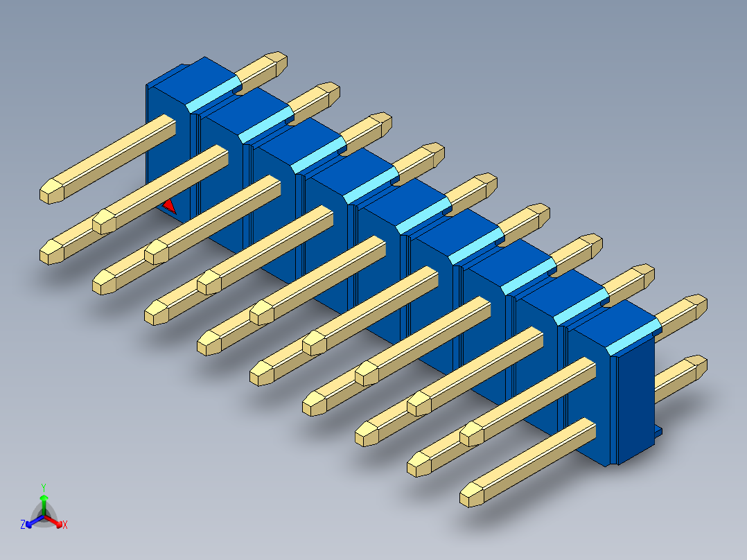 彩色公头100mil（2.54mm）系列-DS1021_blue_2x09p_100mil_Type1_rev1.0主视图