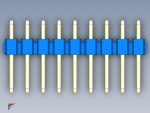 彩色公头100mil（2.54mm）系列-DS1021_blue_2x09p_100mil_Type1_rev1.0俯视缩略图