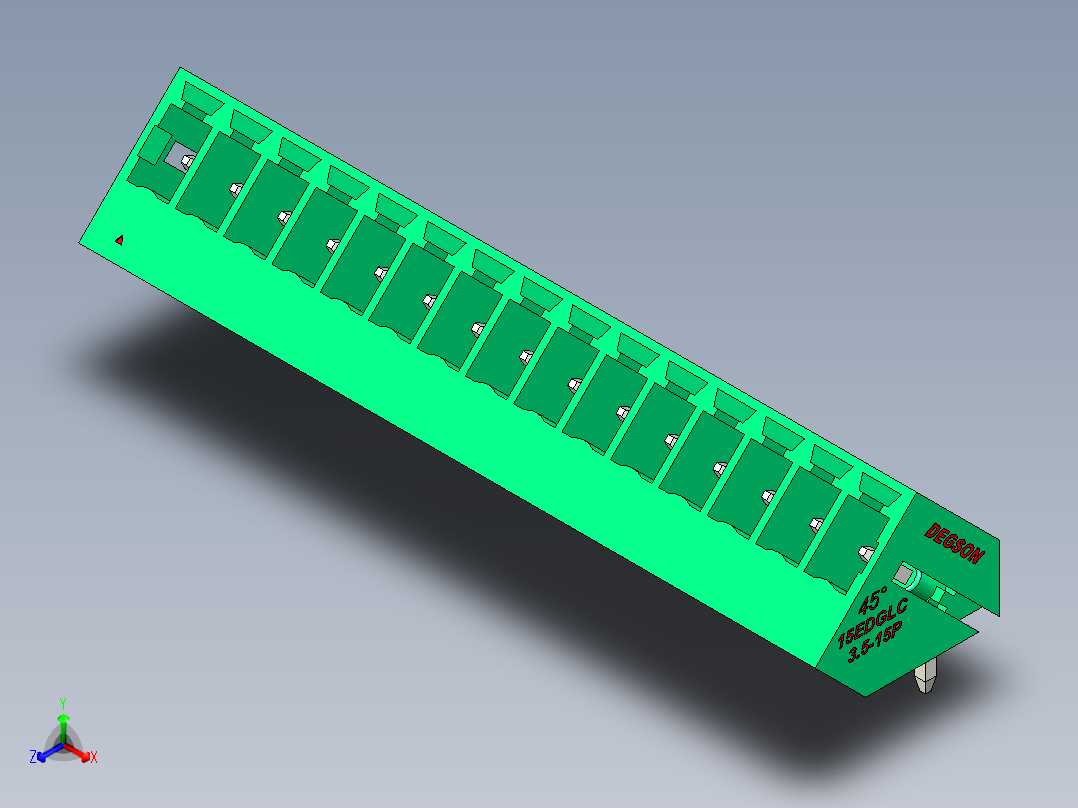 DEGSON 15EDG 系列 3.5mm 插拔式接线端子 FullPack-15EDGLC-3.5-15P-14-00AH主视图