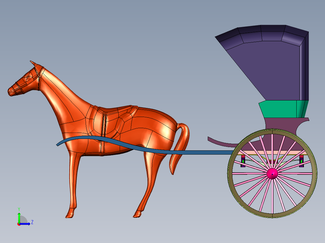 运动休闲迷你观光马车左视图