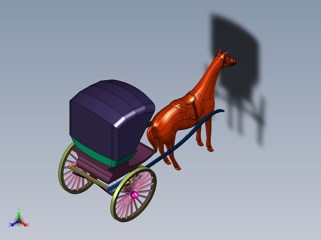 运动休闲迷你观光马车正等轴测图