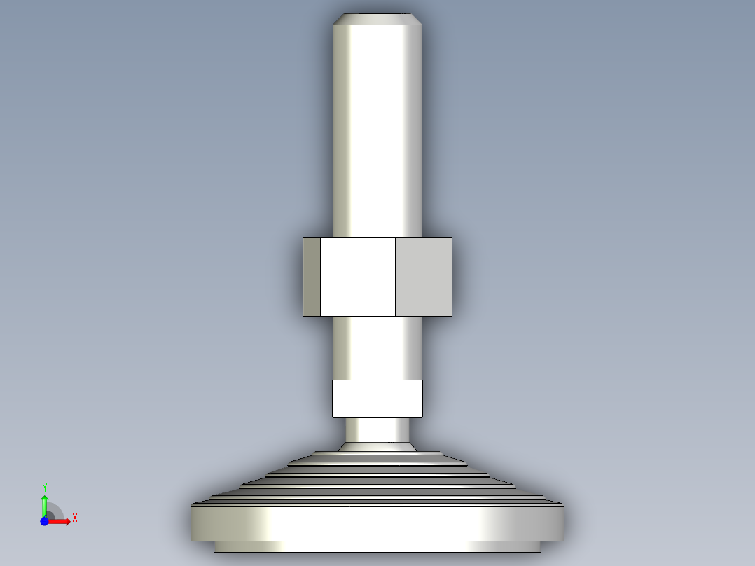 水平調整腳座(SUS製)LVA100-SUS-3D多系列多零件图纸模型前视图
