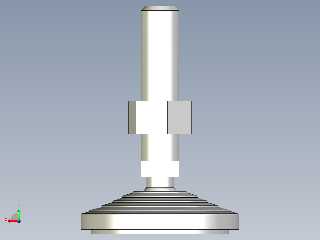 水平調整腳座(SUS製)LVA100-SUS-3D多系列多零件图纸模型后视图