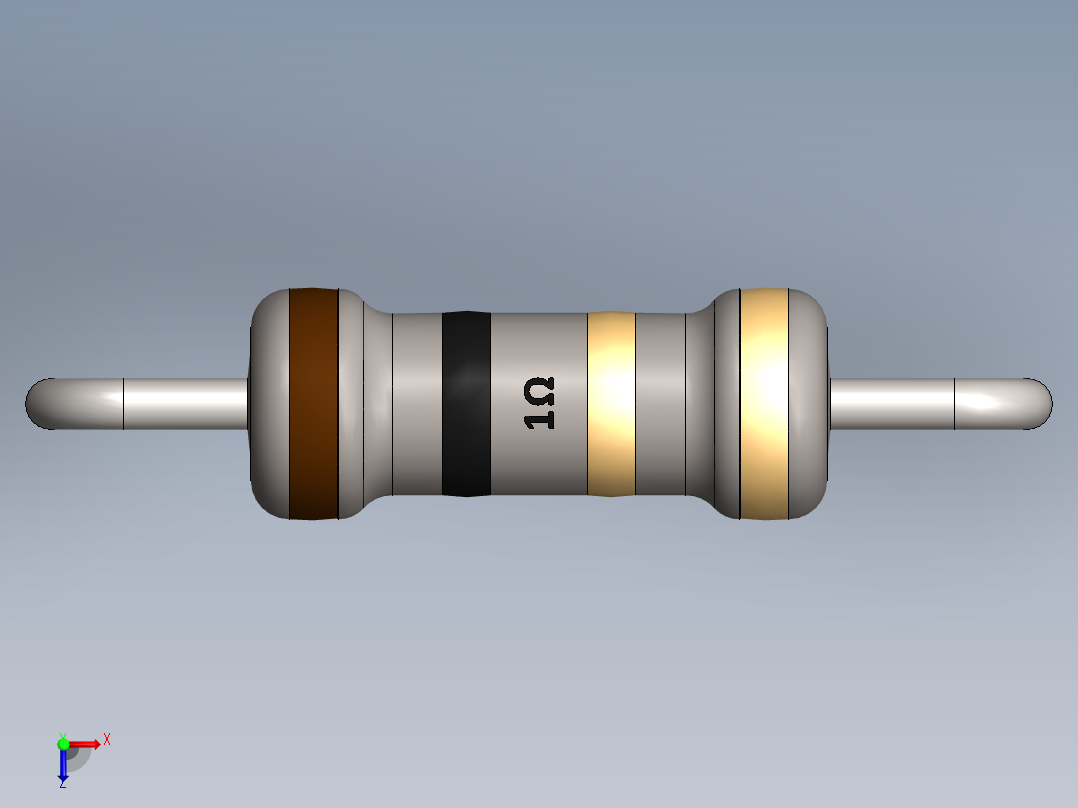 电容器 二极管 电阻器-Resistor 1 Ohm俯视图