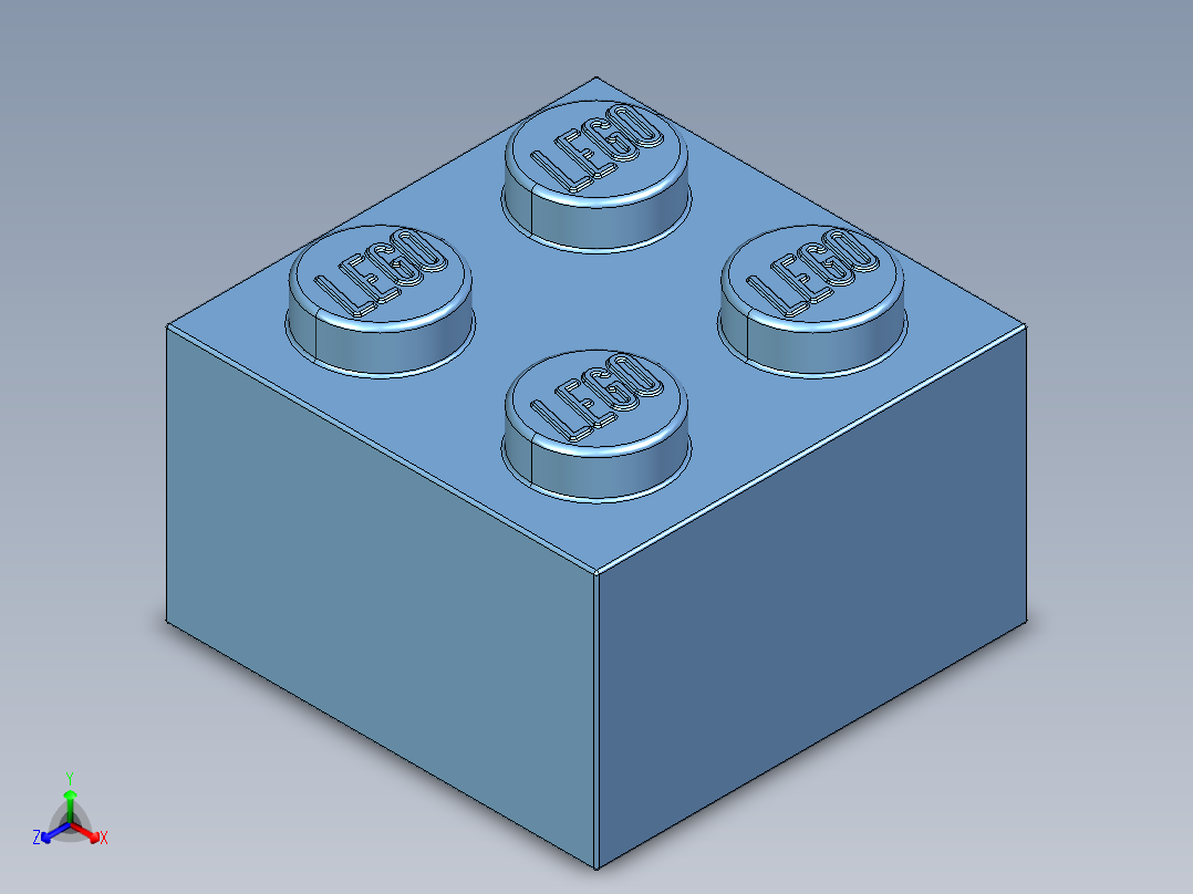 乐高套装 4421基本积木-4201235 - 3003 Medium Blue Brick 2 x 2.STEP正等轴测图