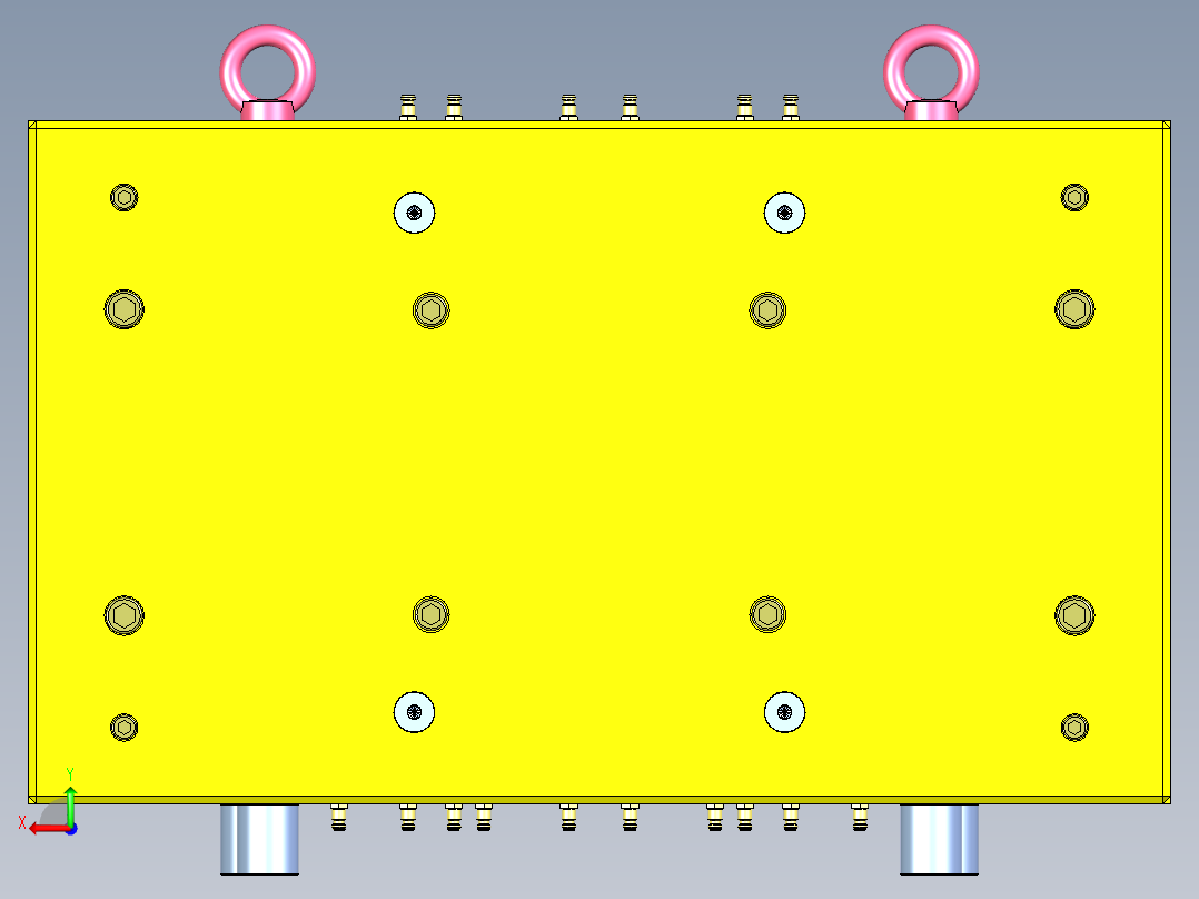 2 cavity and 8 lifters模具设计3D图纸 STP格式后视图