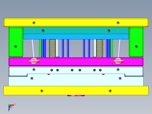 2 cavity and 8 lifters模具设计3D图纸 STP格式俯视缩略图