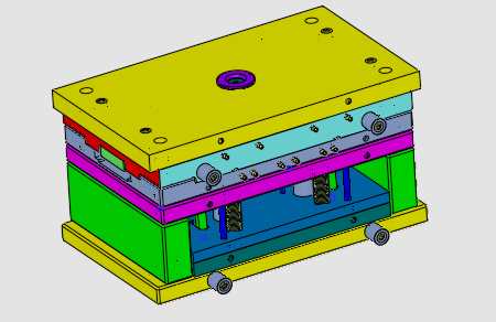 2 cavity and 8 lifters模具设计3D图纸 STP格式