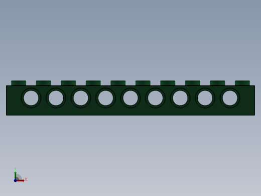 乐高机械组积木（横梁）-4203291 - 2730 Dark Green Technic Brick 1 x 10 with Holes前视缩略图