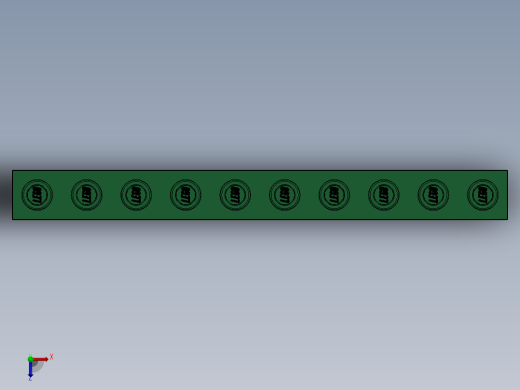 乐高机械组积木（横梁）-4203291 - 2730 Dark Green Technic Brick 1 x 10 with Holes俯视缩略图