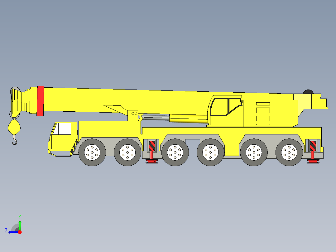 简易利勃海尔移动塔式起重机三维建模图纸 solidworks设计 附STEP右视图