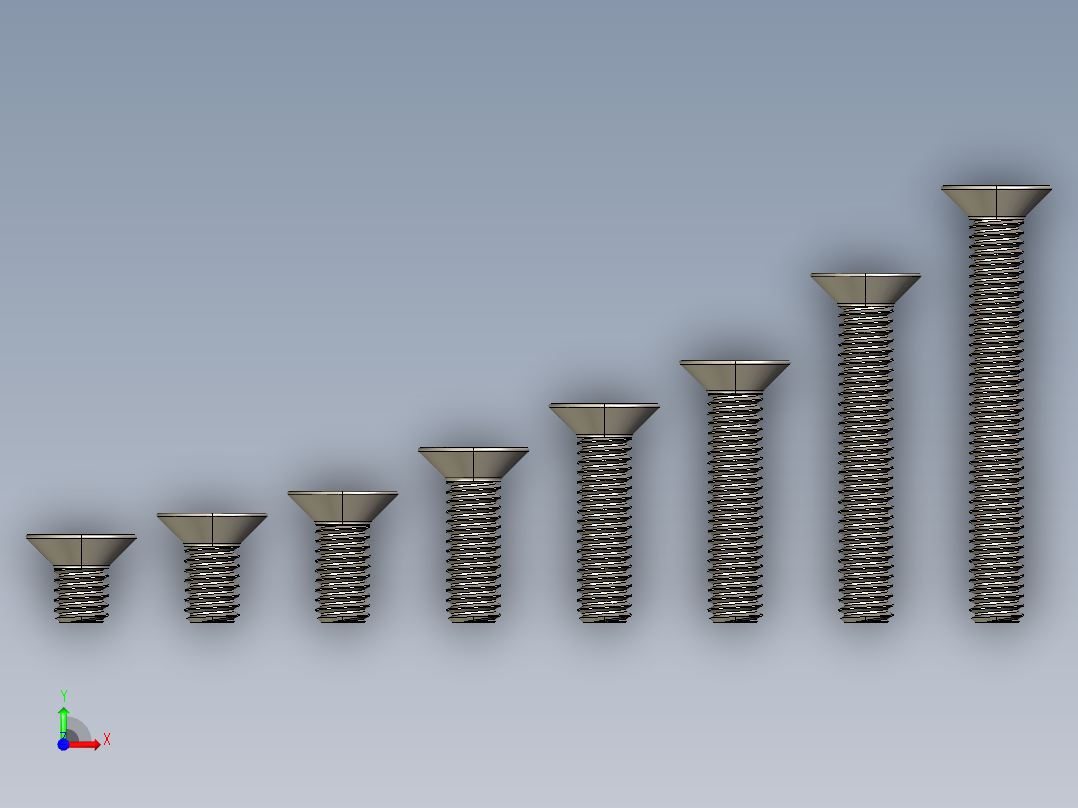 M2系列沉头内六角螺钉前视图