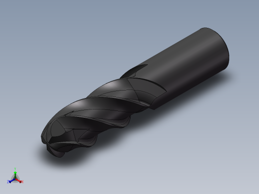 4刃硬质合金球头立铣刀3D模型D20