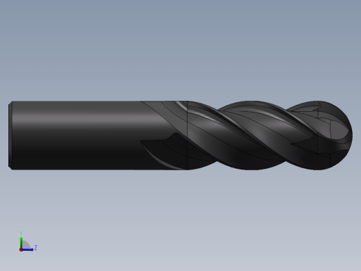 4刃硬质合金球头立铣刀3D模型D20左视缩略图
