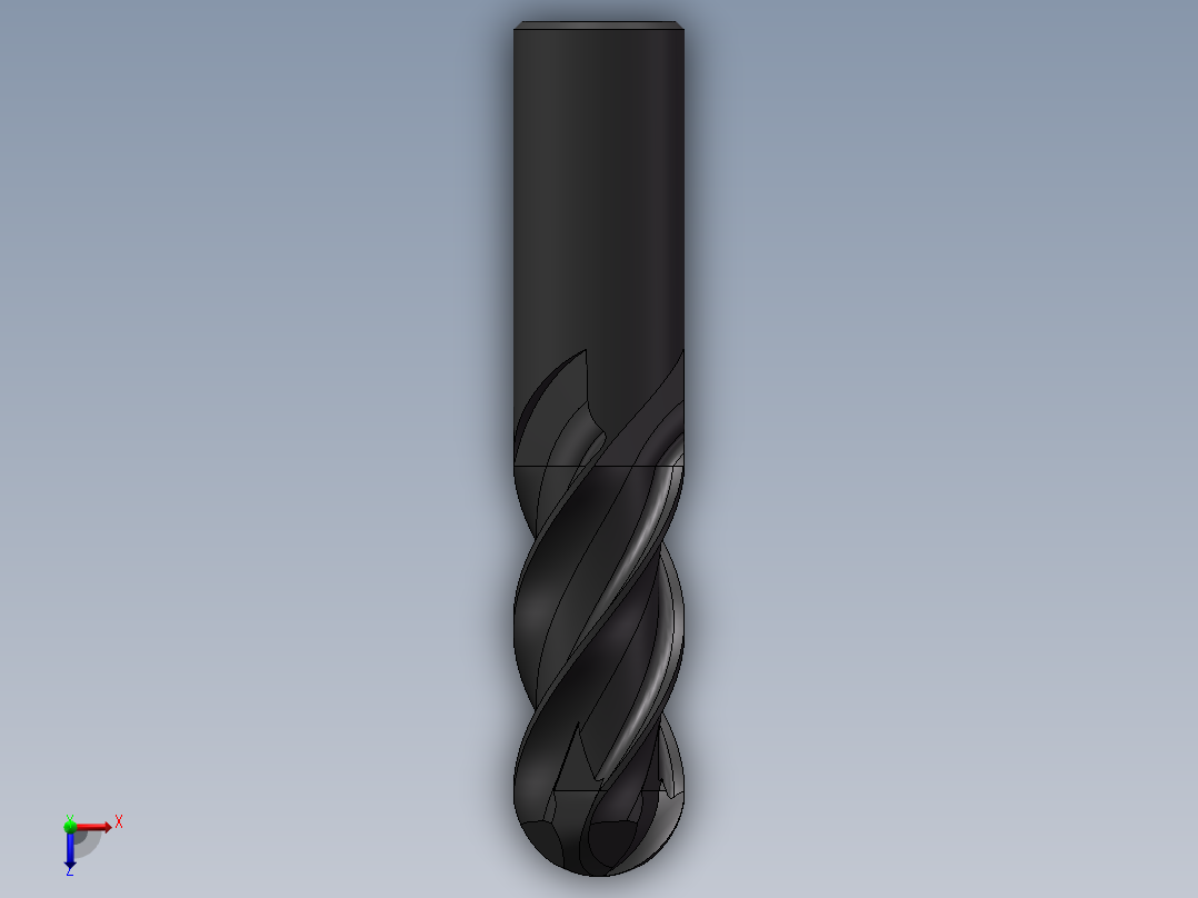 4刃硬质合金球头立铣刀3D模型D20俯视图