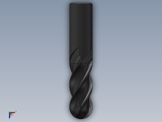 4刃硬质合金球头立铣刀3D模型D20俯视缩略图