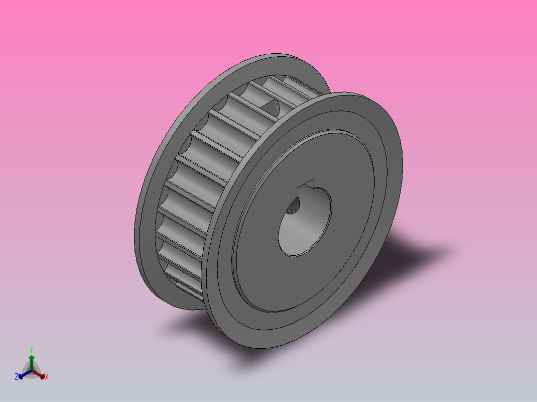 带顶丝键槽孔标准型圆弧形齿同步带轮8YU型_S8YUHK-26-20-dk20-A正等轴测图