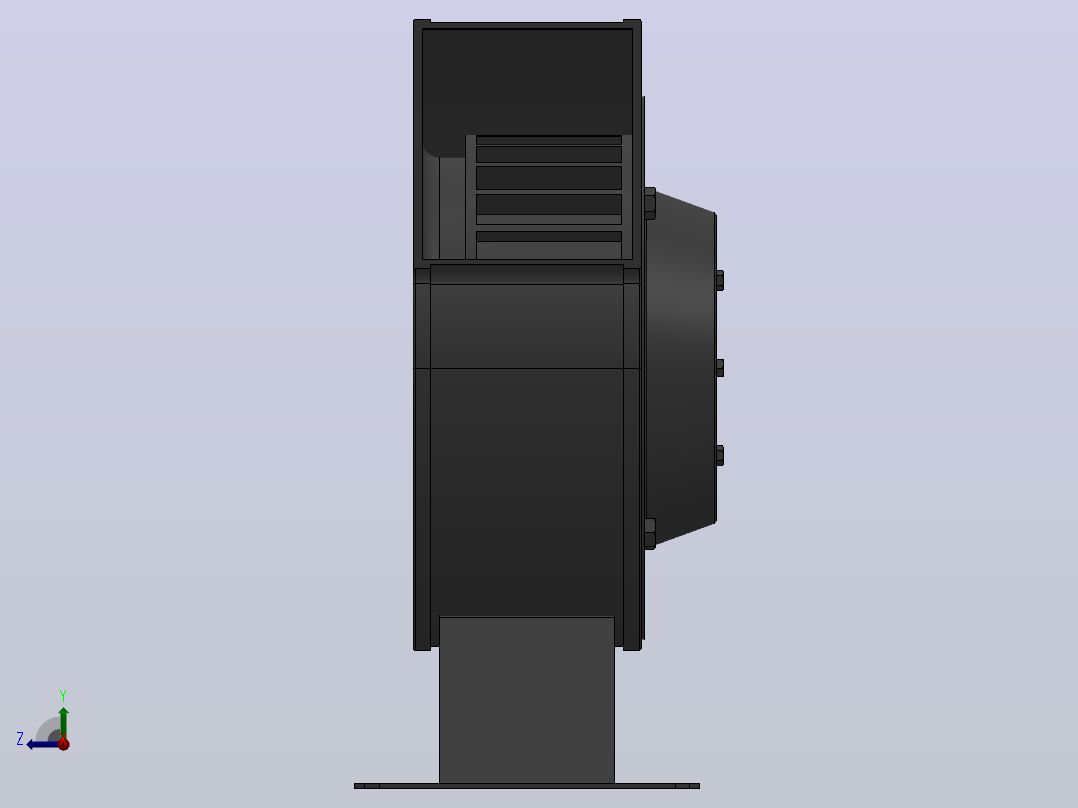 TXF181S-133LX2（带底座）型AC前倾离心风机[TXF181S-133LX2（带底座）]右视图