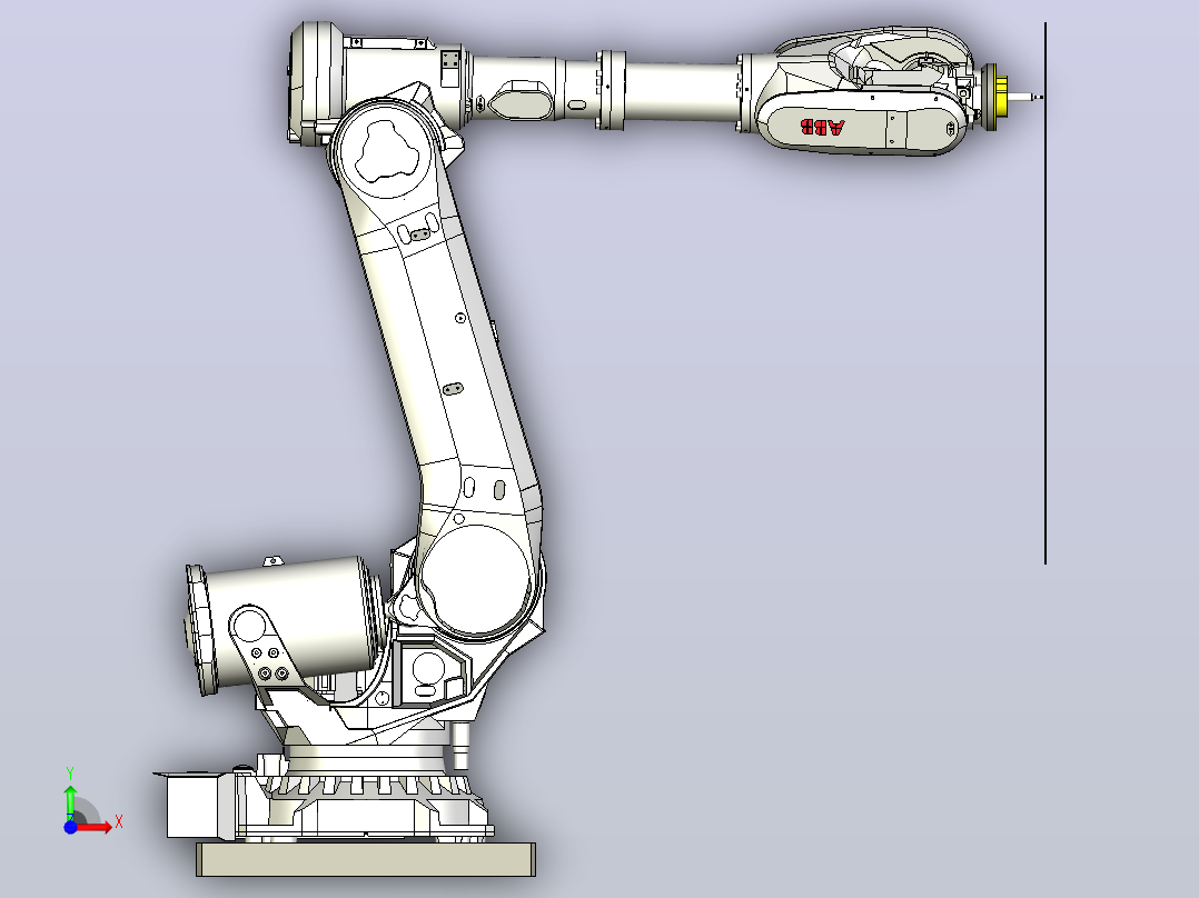 ABB 6700系列拟人化机器人，其末端执行器遵循复杂的3D路径前视图