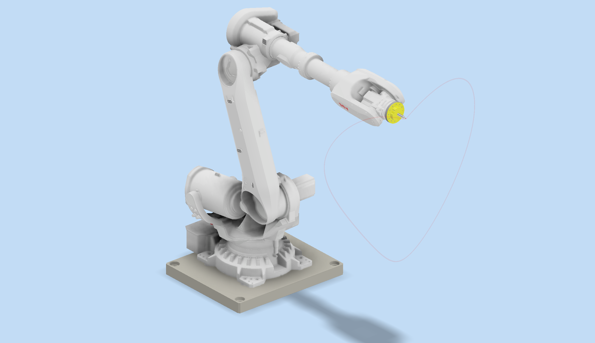 ABB 6700系列拟人化机器人，其末端执行器遵循复杂的3D路径