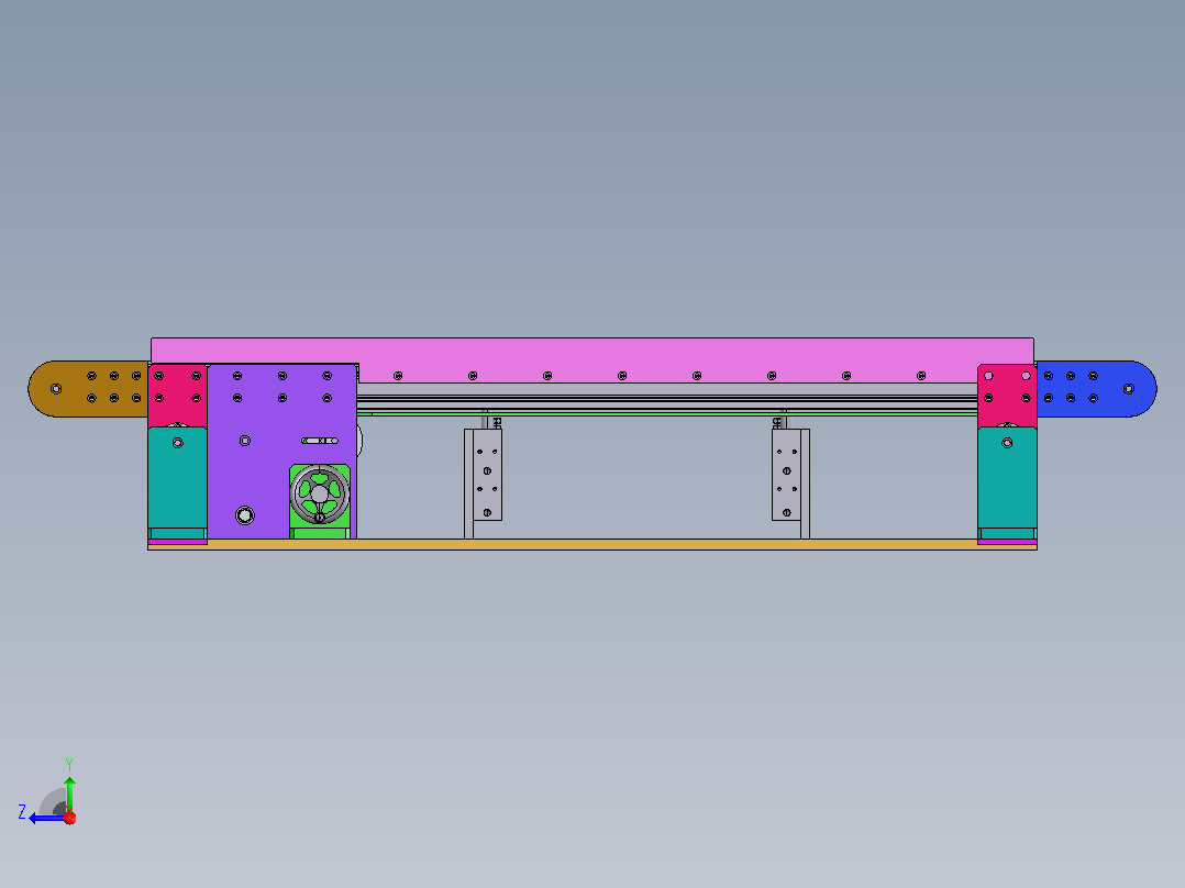 可变间距宽度可调平皮带线右视图