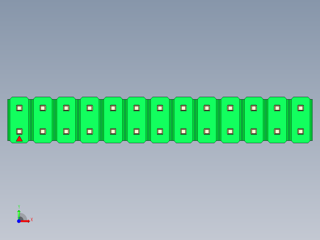 彩色公头100mil（2.54mm）系列-DS1021_green_2x13p_100mil_Type1_rev1.0前视图