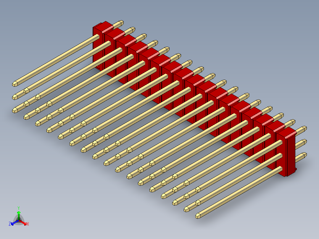 彩色公头100mil（2.54mm）系列-DS1021_red_3x17p_100mil_Type19_rev1.0主视图