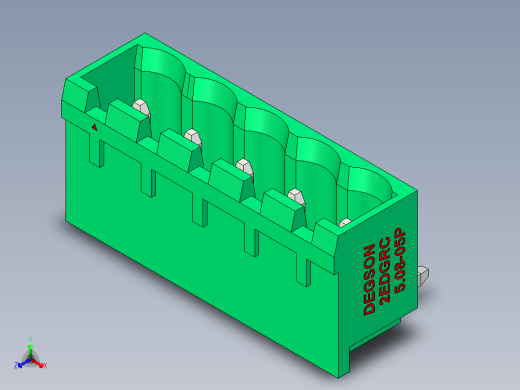 DEGSON 2EDG 系列 5.08mm 可插拔接线端子组-2EDGRC-5.08-05P-14-00AH正等轴测缩略图