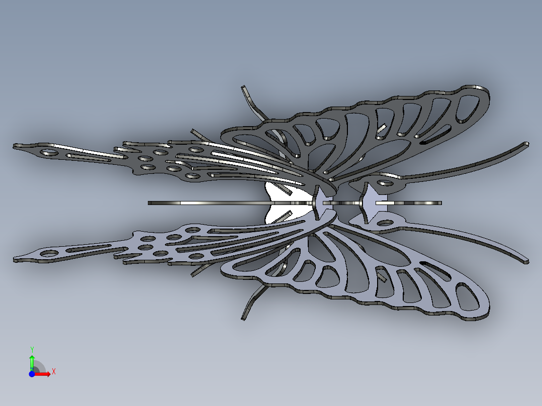 蝴蝶激光切割模型3D图 FBX STEP IGS U3D前视图