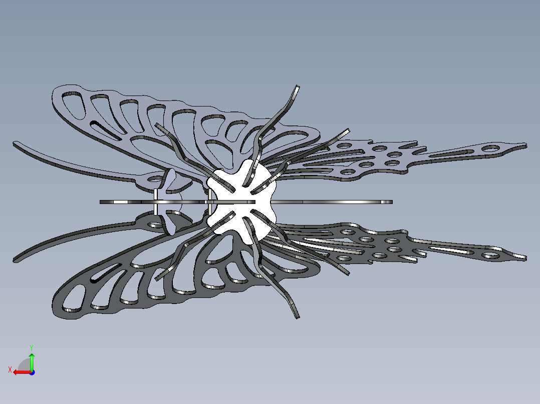 蝴蝶激光切割模型3D图 FBX STEP IGS U3D后视图