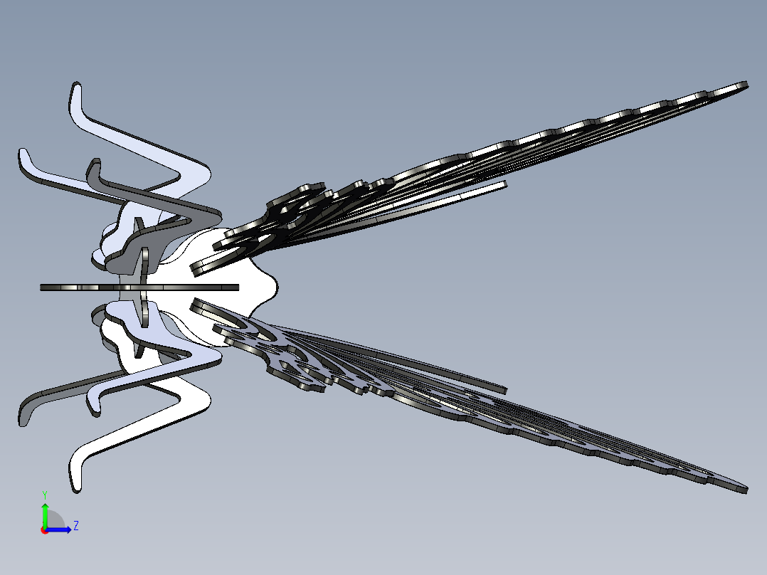 蝴蝶激光切割模型3D图 FBX STEP IGS U3D左视图