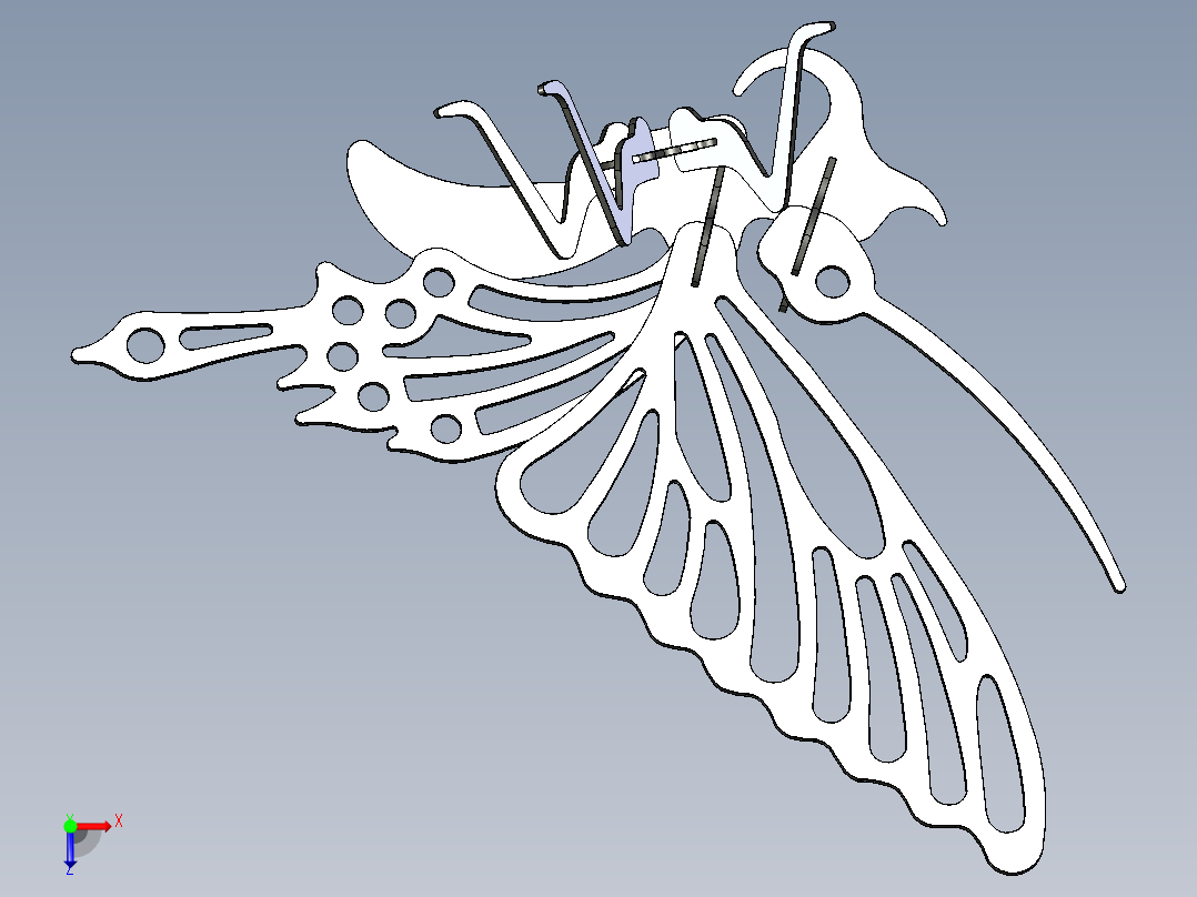 蝴蝶激光切割模型3D图 FBX STEP IGS U3D俯视图