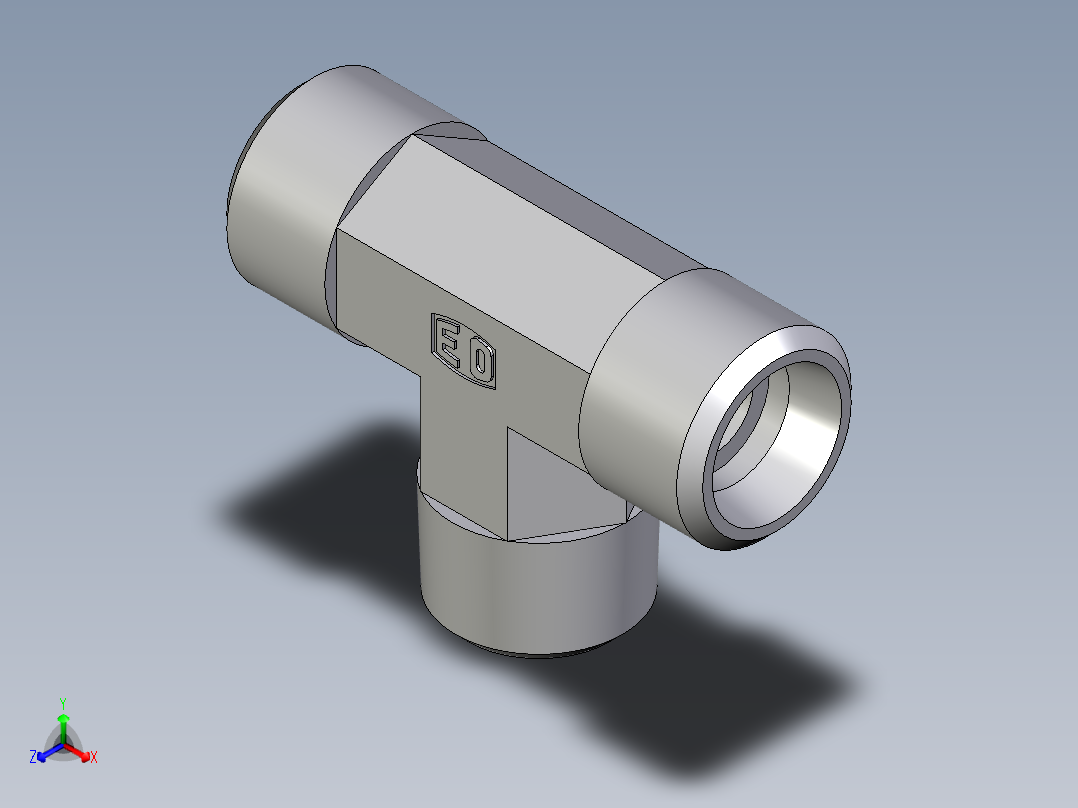 卡套式工业通用硬管接头EO_Male_stud_run_tee_TE14SRCFX主视图