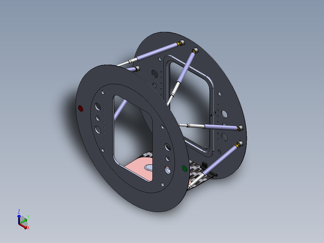 六自由度摇摆台试验台全向试验装置模拟正等轴测图