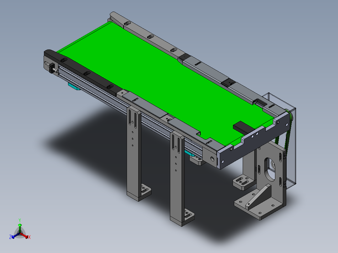 0.6米0.2米皮带传送机构正等轴测图
