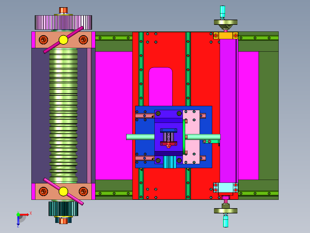 便于调节的卧式轧尖机俯视图