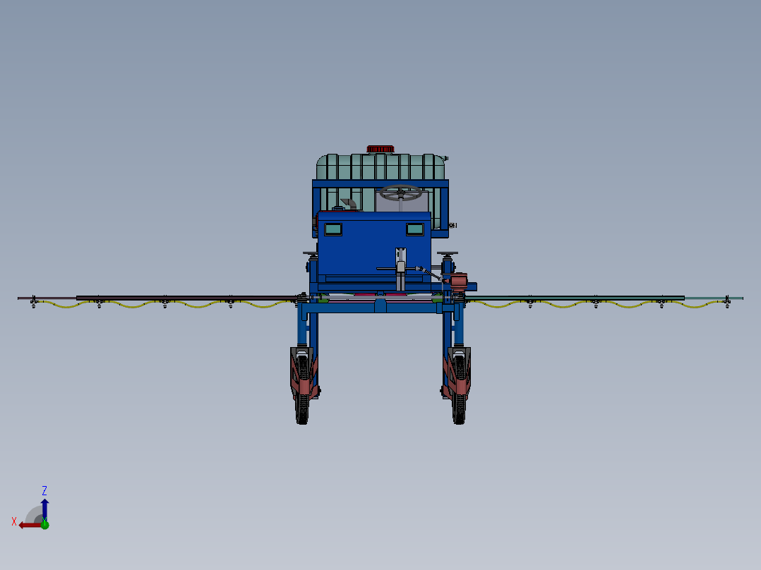 高地隙玉米植保机，自走式打药机，自走式喷药机后视图