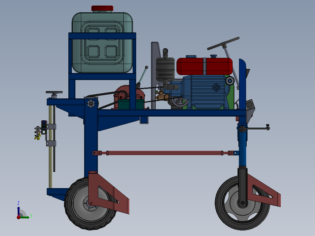 高地隙玉米植保机，自走式打药机，自走式喷药机右视图