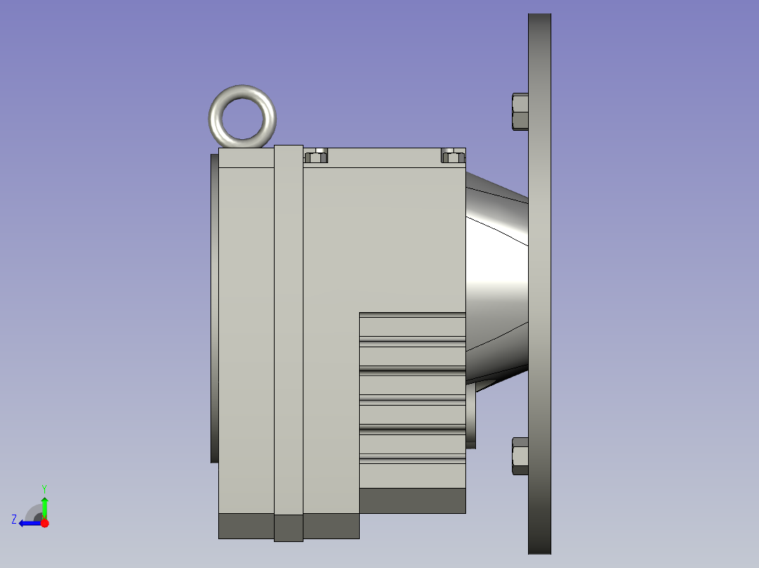 CQGRR斜齿轮减速电机GR107R77-Y15-4P-528-M1_GRF斜齿轮减速机-AA200T右视图