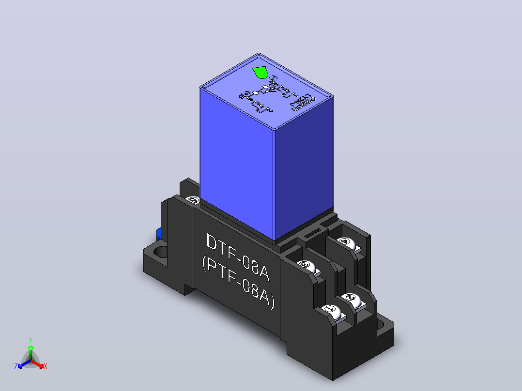 继电器欧姆龙LY2N-J插座DTF-08A ( PTF-08A)正等轴测图