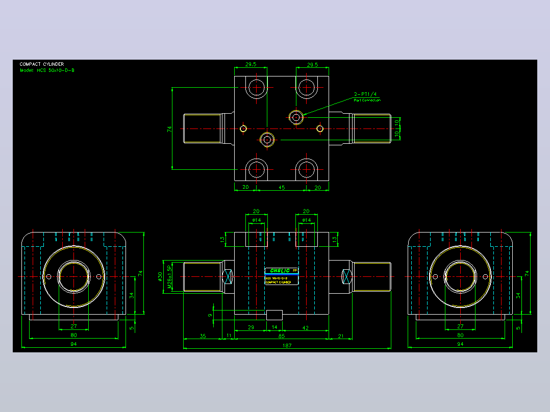 薄型气缸转角下压缸2D-HCS50x10-D-B