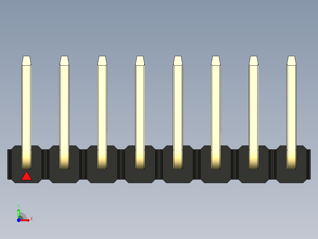彩色公排针 100mil 2.54mm 系列-DS1022_black_08p_100mil_TypeU_rev1.0前视图