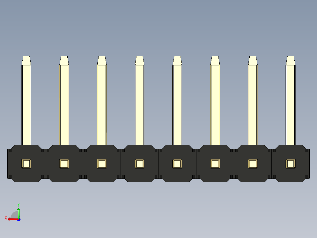 彩色公排针 100mil 2.54mm 系列-DS1022_black_08p_100mil_TypeU_rev1.0后视图