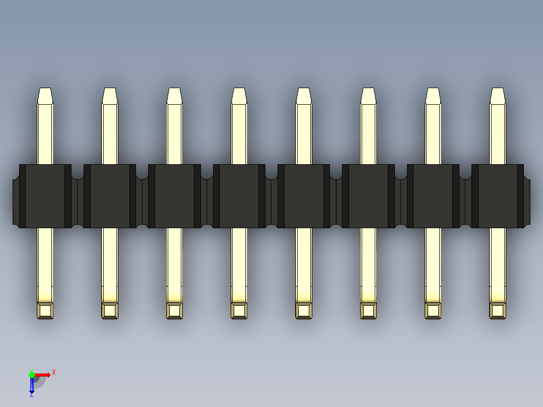 彩色公排针 100mil 2.54mm 系列-DS1022_black_08p_100mil_TypeU_rev1.0俯视图