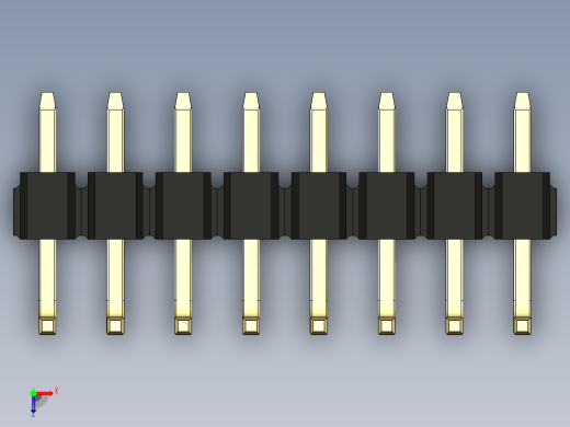 彩色公排针 100mil 2.54mm 系列-DS1022_black_08p_100mil_TypeU_rev1.0俯视缩略图