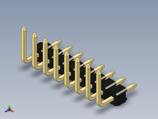 彩色公排针 100mil 2.54mm 系列-DS1022_black_08p_100mil_TypeU_rev1.0正等轴测缩略图