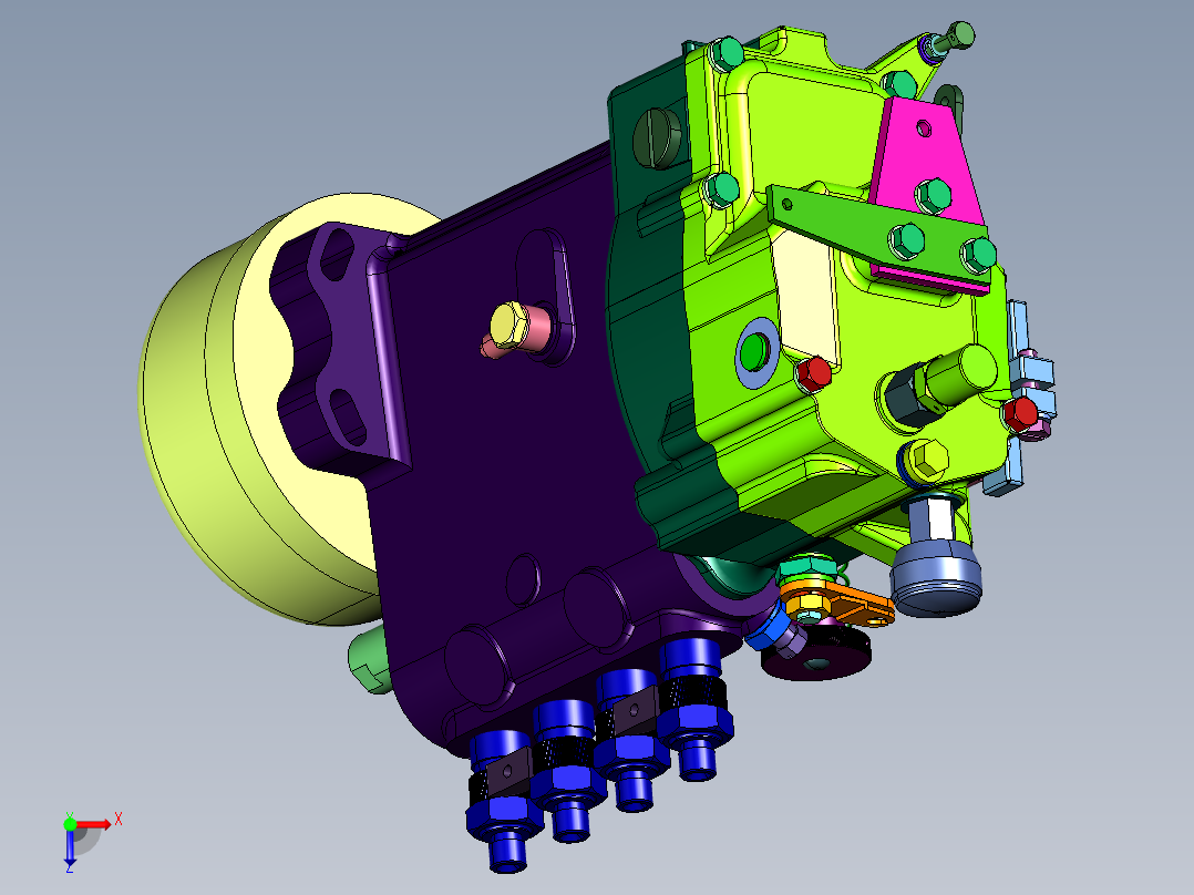 推车工程机械供给燃油泵俯视图