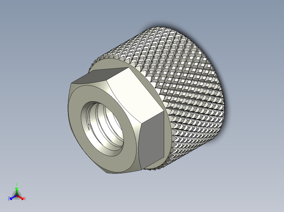 滚花螺母-M4 Knurled Nut正等轴测图