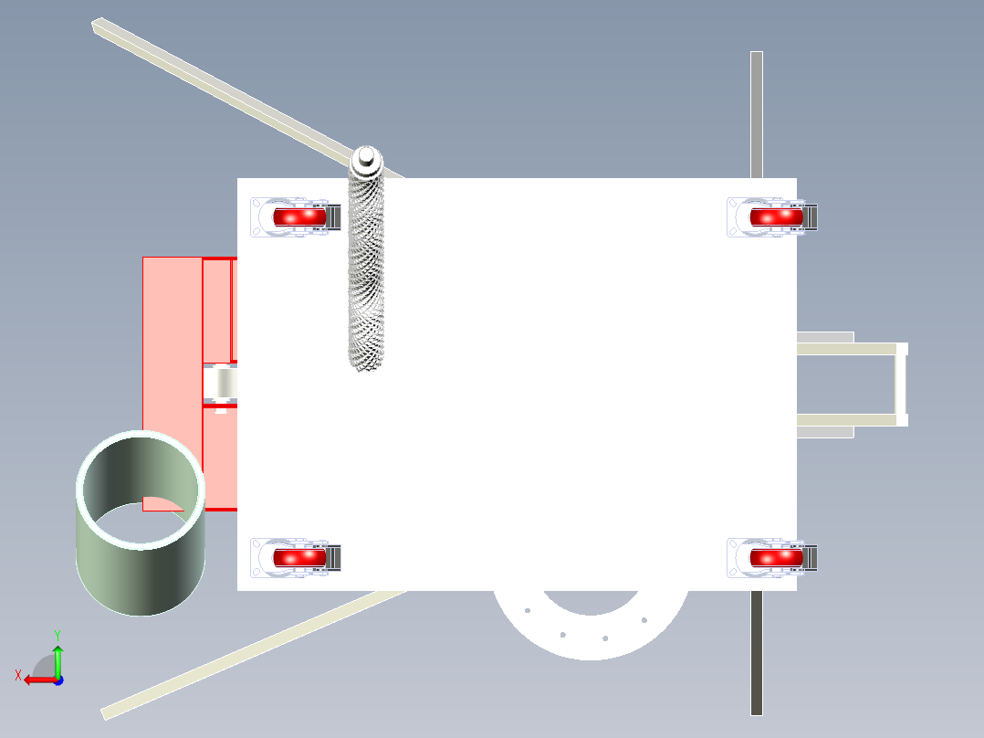 篮球发球机模型+CAD图纸后视图