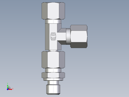 卡套式工业通用硬管接头EO_Assembled_adjustable_standpipe_run_tee_EVL08LM71前视缩略图